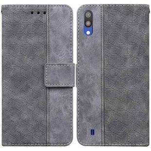 For Samsung Galaxy A10 / M10 Geometric Embossed Leather Phone Case(Grey)