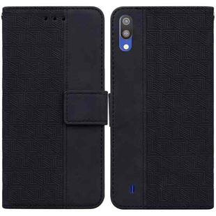 For Samsung Galaxy A10 / M10 Geometric Embossed Leather Phone Case(Black)