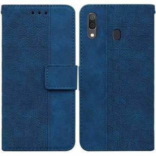 For Samsung Galaxy A20 / A30 Geometric Embossed Leather Phone Case(Blue)