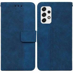 For Samsung Galaxy A73 5G Geometric Embossed Leather Phone Case(Blue)