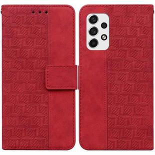 For Samsung Galaxy A73 5G Geometric Embossed Leather Phone Case(Red)