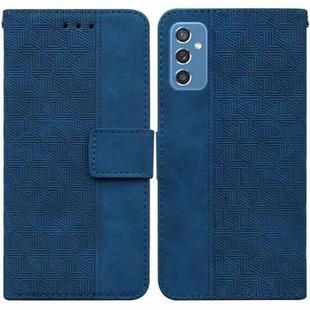 For Samsung Galaxy M52 5G Geometric Embossed Leather Phone Case(Blue)