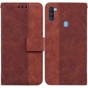 For Samsung Galaxy A11 / M11 EU Version Geometric Embossed Leather Phone Case(Brown)