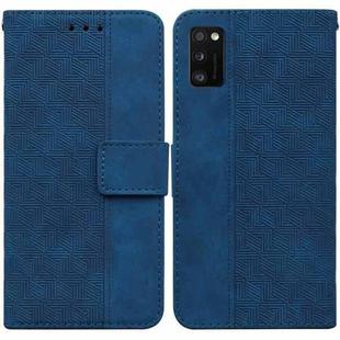 For Samsung Galaxy A41 Geometric Embossed Leather Phone Case(Blue)