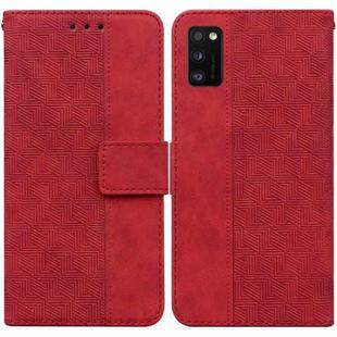 For Samsung Galaxy A41 Geometric Embossed Leather Phone Case(Red)