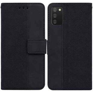 For Samsung Galaxy A02s 164.2mm US Version Geometric Embossed Leather Phone Case(Black)