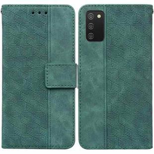 For Samsung Galaxy A02s 166.5mm EU Version Geometric Embossed Leather Phone Case(Green)