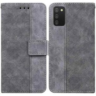 For Samsung Galaxy A03s 164.2mm US Version Geometric Embossed Leather Phone Case(Grey)