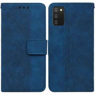 For Samsung Galaxy A03s 164.2mm US Version Geometric Embossed Leather Phone Case(Blue)