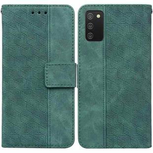 For Samsung Galaxy A03s 164.2mm US Version Geometric Embossed Leather Phone Case(Green)