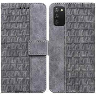 For Samsung Galaxy A03s 166.5mm EU Version Geometric Embossed Leather Phone Case(Grey)