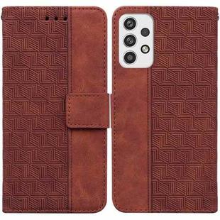 For Samsung Galaxy A23 Geometric Embossed Leather Phone Case(Brown)