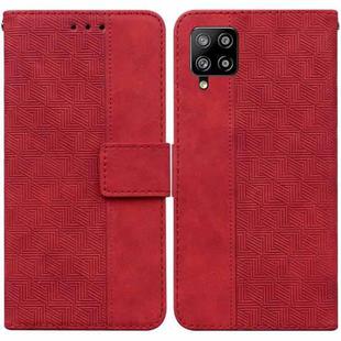 For Samsung Galaxy M42 5G Geometric Embossed Leather Phone Case(Red)
