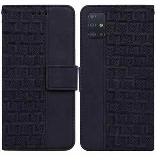 For Samsung Galaxy A51 5G Geometric Embossed Leather Phone Case(Black)