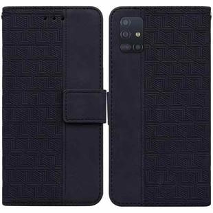 For Samsung Galaxy A71 Geometric Embossed Leather Phone Case(Black)