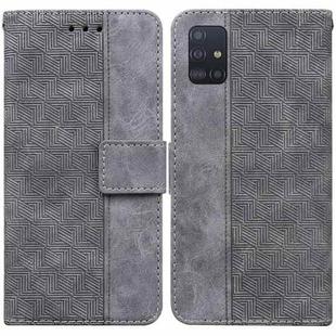 For Samsung Galaxy A71 5G Geometric Embossed Leather Phone Case(Grey)
