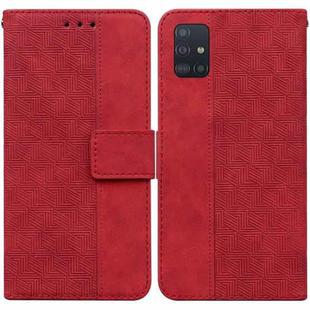 For Samsung Galaxy A71 5G Geometric Embossed Leather Phone Case(Red)