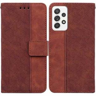 For Samsung Galaxy A72 4G / 5G Geometric Embossed Leather Phone Case(Brown)