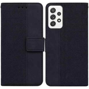 For Samsung Galaxy A72 4G / 5G Geometric Embossed Leather Phone Case(Black)