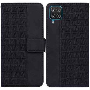 For Samsung Galaxy A22 4G Geometric Embossed Leather Phone Case(Black)