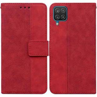 For Samsung Galaxy A22 4G Geometric Embossed Leather Phone Case(Red)