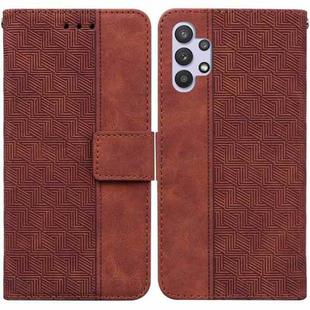 For Samsung Galaxy A32 4G Geometric Embossed Leather Phone Case(Brown)