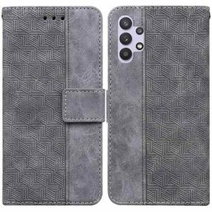 For Samsung Galaxy A32 4G Geometric Embossed Leather Phone Case(Grey)