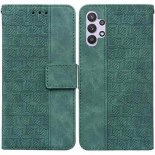 For Samsung Galaxy A32 4G Geometric Embossed Leather Phone Case(Green)