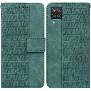 For Samsung Galaxy F22 4G Geometric Embossed Leather Phone Case(Green)