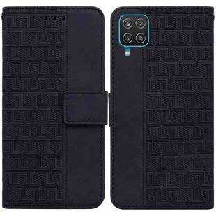 For Samsung Galaxy M32 4G Indian / International Version Geometric Embossed Leather Phone Case(Black)