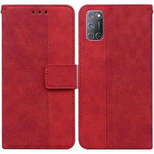 For OPPO A52 / A92 / A72 Geometric Embossed Leather Phone Case(Red)