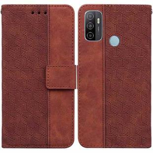 For OPPO A53 / A33 Geometric Embossed Leather Phone Case(Brown)