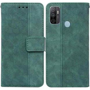 For OPPO A53 / A33 Geometric Embossed Leather Phone Case(Green)