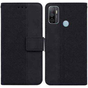 For OPPO A53 / A33 Geometric Embossed Leather Phone Case(Black)
