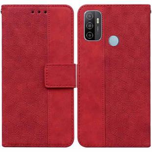 For OPPO A53 / A33 Geometric Embossed Leather Phone Case(Red)