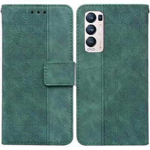 For OPPO Find X3 Neo / Reno5 Pro+ 5G Geometric Embossed Leather Phone Case(Green)