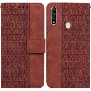 For OPPO A8 / A31 2020 Geometric Embossed Leather Phone Case(Brown)