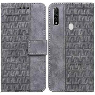 For OPPO A8 / A31 2020 Geometric Embossed Leather Phone Case(Grey)