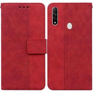 For OPPO A8 / A31 2020 Geometric Embossed Leather Phone Case(Red)