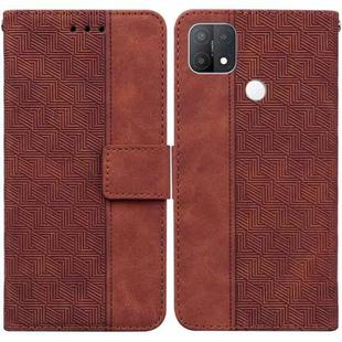 For OPPO A15 / A15s Geometric Embossed Leather Phone Case(Brown)