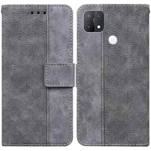 For OPPO A15 / A15s Geometric Embossed Leather Phone Case(Grey)