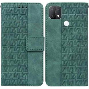 For OPPO A15 / A15s Geometric Embossed Leather Phone Case(Green)