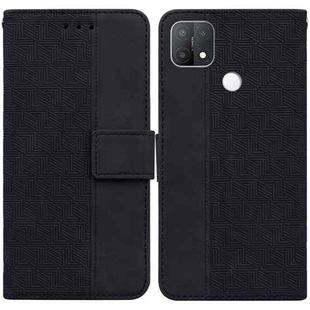 For OPPO A15 / A15s Geometric Embossed Leather Phone Case(Black)