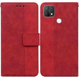 For OPPO A15 / A15s Geometric Embossed Leather Phone Case(Red)
