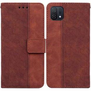 For OPPO A16K Geometric Embossed Leather Phone Case(Brown)