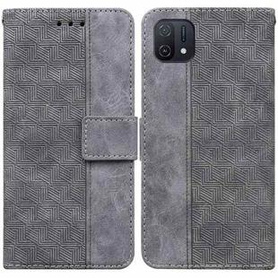 For OPPO A16K Geometric Embossed Leather Phone Case(Grey)