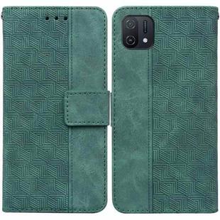 For OPPO A16K Geometric Embossed Leather Phone Case(Green)