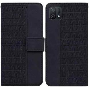 For OPPO A16K Geometric Embossed Leather Phone Case(Black)