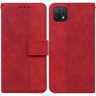 For OPPO A16K Geometric Embossed Leather Phone Case(Red)