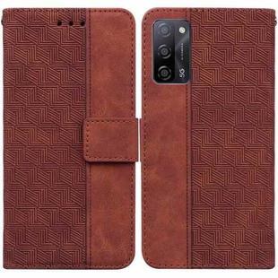 For OPPO A55 5G / A53s 5G Geometric Embossed Leather Phone Case(Brown)